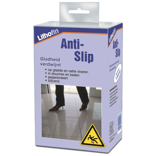 Lithofin Anti-Slip maakt gladde vloeren Maakt tegels stroef.
